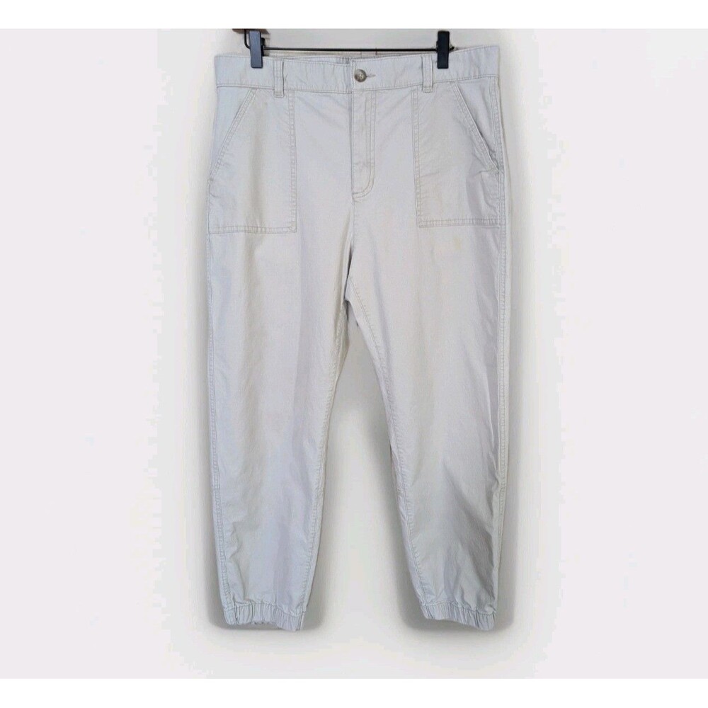 Eddie Bauer Jogger Pants Womens 12 Beige Ripstop Stretch Hiking Casual